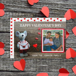 Cartão De Festividades Foto Feliz dia de os namorados Vermelho Coração Rú