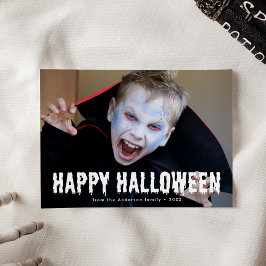 Cartão De Festividades Foto Feliz Halloween com Sangue Pingando
