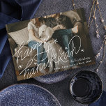 Cartão De Festividades Foto Feliz Hanukkah, com Letra manual<br><div class="desc">Hanukkah feliz com as estrelas</div>