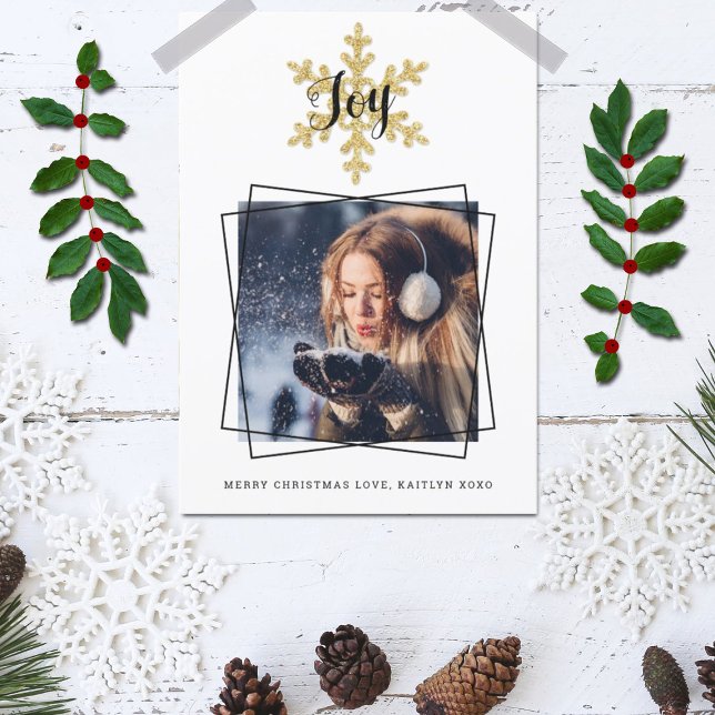 Cartão De Festividades Foto Festiva Chic Snowflake (Criador carregado)