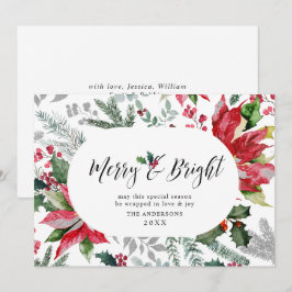 Cartão De Festividades Foto Festiva de Poinsettia de Natal com Musgo de N