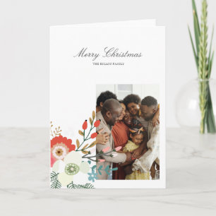 Cartão De Festividades Foto Floral de Férias Feliz Natal