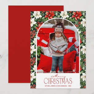 Cartão De Festividades Foto Floral de Natal Alegre