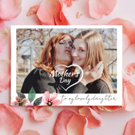 Cartão De Festividades Foto Floral Personalizada Dia das Mães Filha