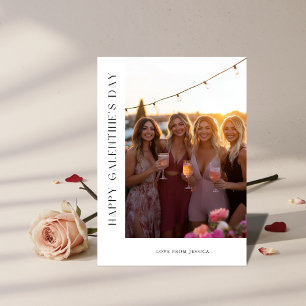 Cartão De Festividades Foto Galantes Moderno Preto e Branco Feminino