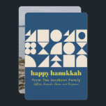 Cartão De Festividades Foto Geométrica Azul Moderna de Hanukkah<br><div class="desc">Diga Feliz Hanukkah com este simples e moderno cartão de arte geométrica em azul,  personalizado com seu nome e foto.</div>