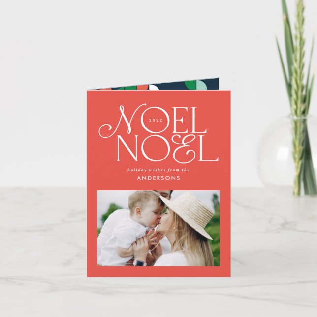 Cartão De Festividades Foto geométrica colorida brilhante de Natal (Frente)