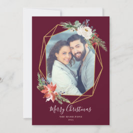 Cartão De Festividades Foto Geométrica Vermelha de Botânicos de Natal