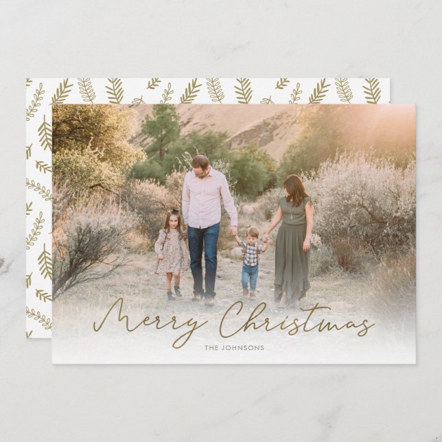 Cartão De Festividades Foto Grande de Natal Feliz e Moderno (Frente/Verso)