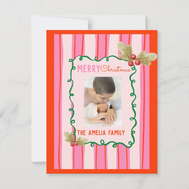 Cartão De Festividades Foto Groovy Christmas Doodle  (Frente)