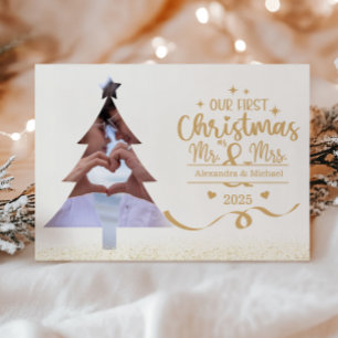 Cartão De Festividades Foto Horizontal da Primeira Árvore de Natal