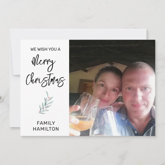Cartão De Festividades Foto horizontal de Natal plana (Frente)