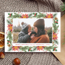 Foto Horizontal de Poinsettia em Aquarela Vintage