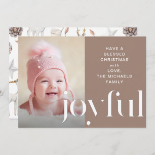 Cartão De Festividades Foto ilustrada de cervo alegre do Natal de Taupe