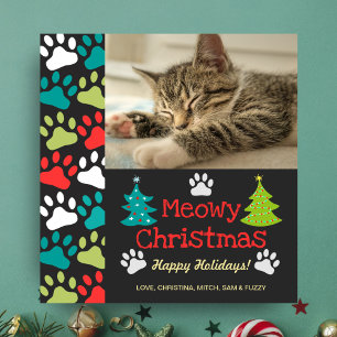 Cartão De Festividades Foto Impressa de Gato de Gato de Pata de Árvore d