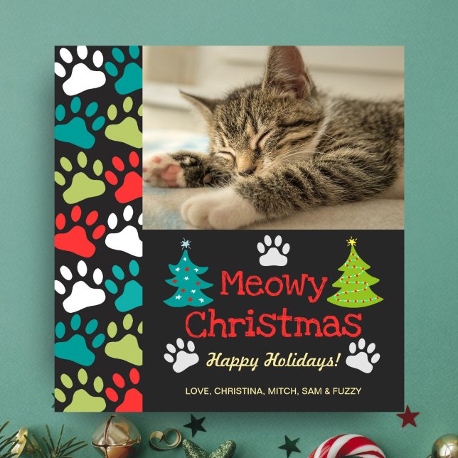 Cartão De Festividades Foto Impressa de Gato de Gato de Pata de Árvore de (Criador carregado)