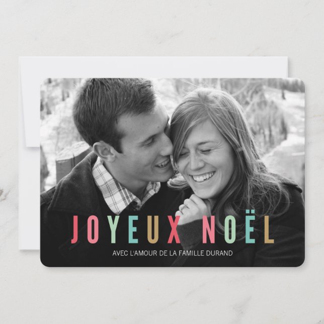 Cartão De Festividades Foto | Joyeux Noel de de noël dos cartes (Frente)