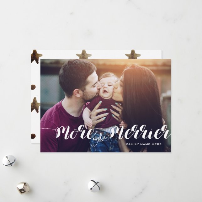 Cartão De Festividades Foto Mais Moderna E Mais Merrier (Frente/Verso In Situ)