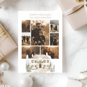 Cartão De Festividades Foto Mansão Champagne Natal em Família
