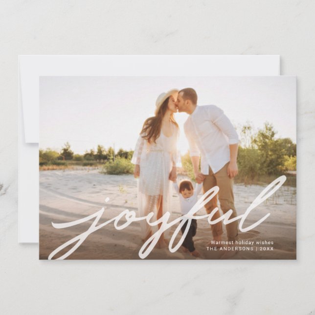 Cartão De Festividades Foto manuscrita manuscrita de Natal feliz (Frente)