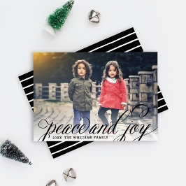 Cartão De Festividades Foto manuscrita manuscrita de paz e alegria preta