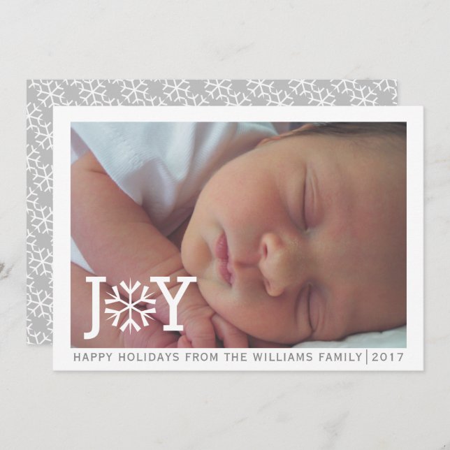 Cartão De Festividades Foto mínima de Natal com floco de neve (Frente/Verso)