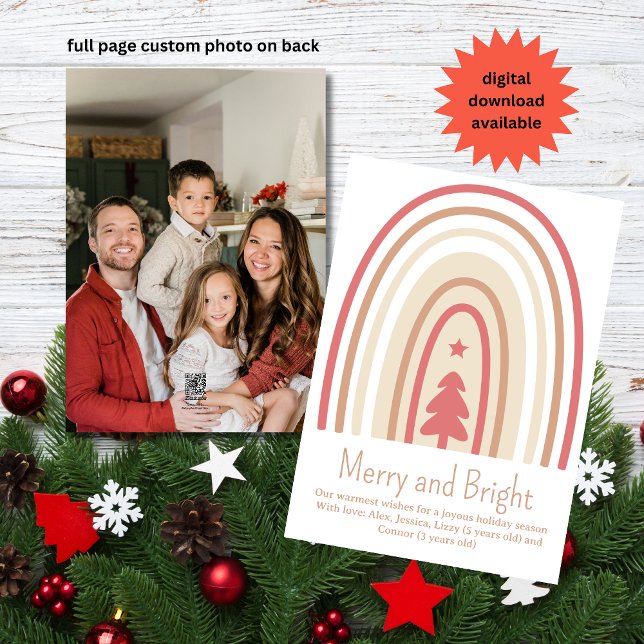 Cartão De Festividades Foto Mínima do Boho Blush Rosa Tan Rainbow (Criador carregado)