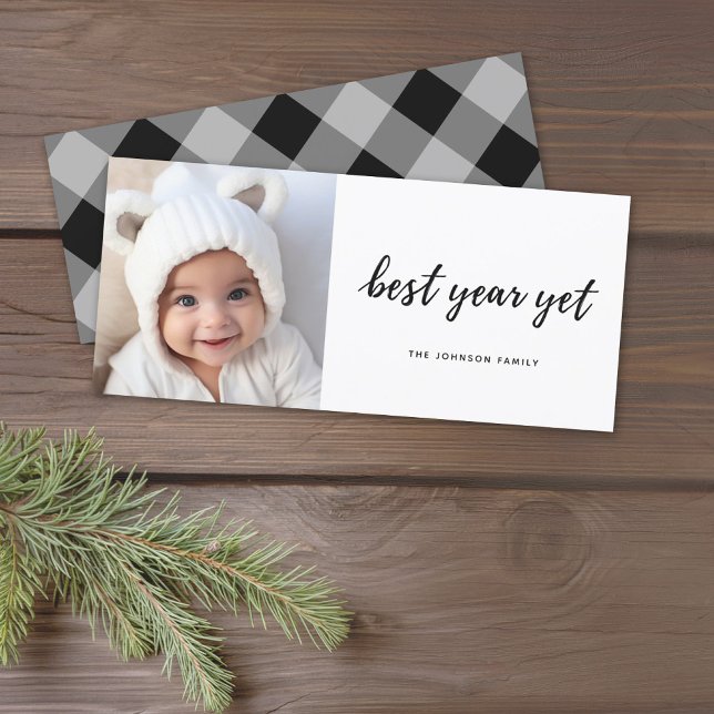 Cartão De Festividades Foto mínima do melhor ano ainda Natal moderno (Add 1 photo to this minimal design Christmas card.)