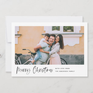 Cartão De Festividades Foto Mínima do Script de Pincel Moderno Feliz Nat
