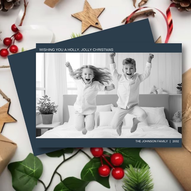 Cartão De Festividades Foto Mínima Moderna de B&W (Criador carregado)