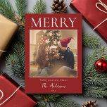 Cartão De Festividades Foto mínima moderna e simples feliz<br><div class="desc">Crie seus próprios cartões de natal personalizados nesta época festiva. Basta adicionar sua foto favorita da família a este modelo de cartão de Natal.</div>