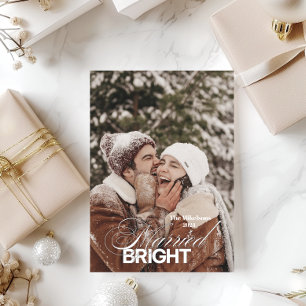 Cartão De Festividades Foto Mínima Preta e Branca Casada e Brigada