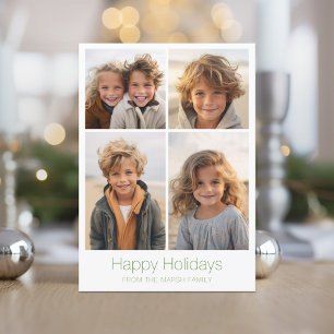 Cartão De Festividades Foto Mínima Simples - Branco Verde de Arco Zen