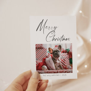Cartão De Festividades Foto minimalista Cão-de-Pet de Natal feliz