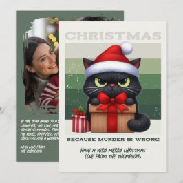Cartão De Festividades Foto Minimalista de Natal com Gato Engraçado no Es