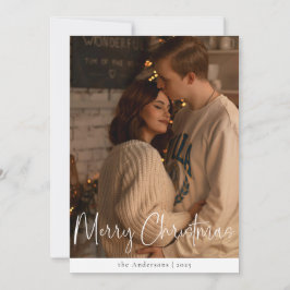 Cartão De Festividades Foto Minimalista de Script Moderno - Natal Verde V