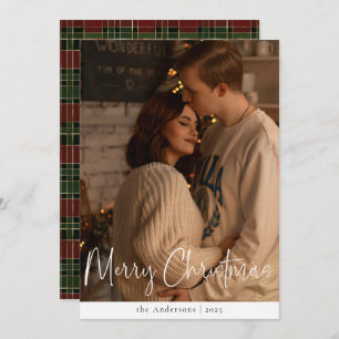 Cartão De Festividades Foto Minimalista de Script Moderno - Natal Verde V