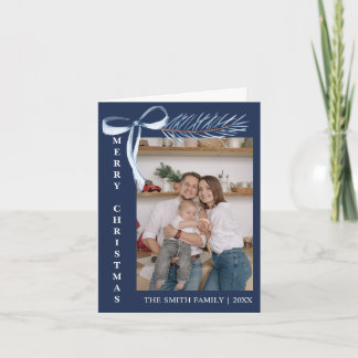 Cartão De Festividades Foto Minimalista Família Galho de Pinheiro Arco Az