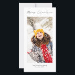 Cartão De Festividades Foto minimalista - Feliz Natal<br><div class="desc">Foto Minimalista,  Feliz Natal. Disponível digitalmente e impresso. Moderno e minimalista,  com um roteiro de estilo para Feliz Natal. Substitua a imagem de exemplo por sua e personalize o resto das palavras em cada lado,  conforme necessário.</div>
