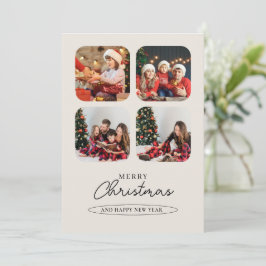 Cartão De Festividades Foto Minimalista Verde Colagem Feliz Natal