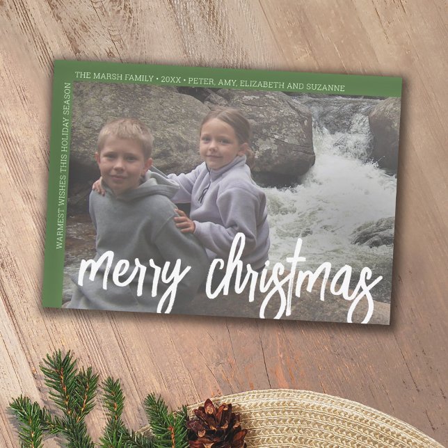 Cartão De Festividades Foto: Mínimo de Borda Branca Moderna Feliz Natal (Criador carregado)