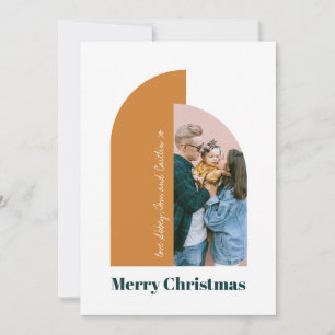 Cartão De Festividades Foto Moderna da Família Feliz Natal Ouro Arco