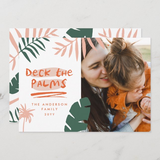 Cartão De Festividades Foto moderna da palmeira tropical de julho (Frente/Verso)