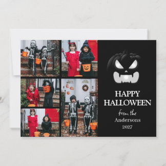 Cartão De Festividades Foto Moderna de Abóbora Assustadora de Halloween 5
