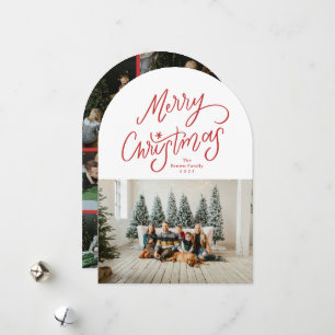 Cartão De Festividades Foto Moderna de Arco de Natal com Letreiro Manual
