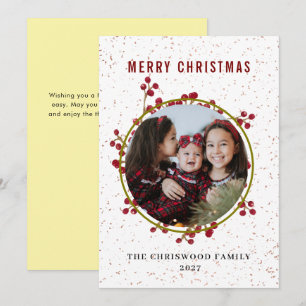 Cartão De Festividades Foto Moderna de Feliz Natal Botânico Manchado