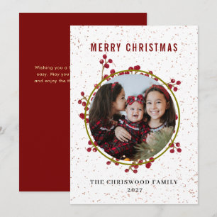 Cartão De Festividades Foto Moderna de Feliz Natal Botânico Manchado