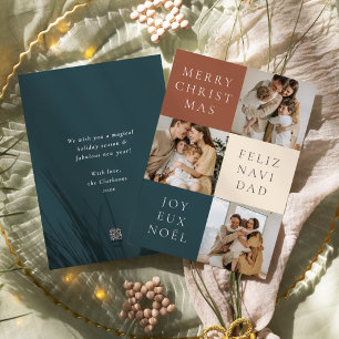 Cartão De Festividades Foto Moderna de Feliz Natal Multilíngue