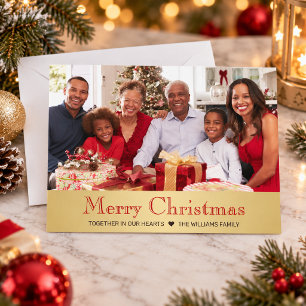 Cartão De Festividades Foto Moderna de Natal Botânica Vermelha Dourada Fa