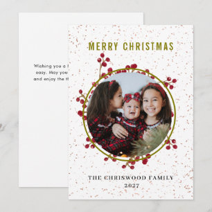 Cartão De Festividades Foto moderna de Natal botânico salpicado 